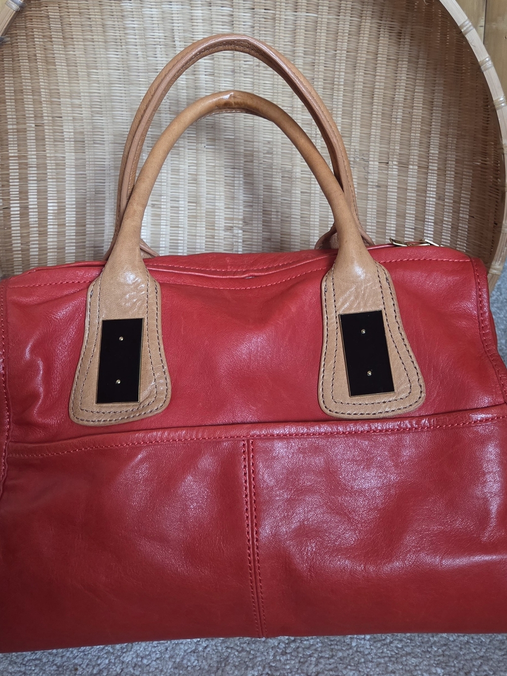 NWT 3.1 Phillip Lim Edie Leather Satchel Bag in Chili Red / Tan - RARE